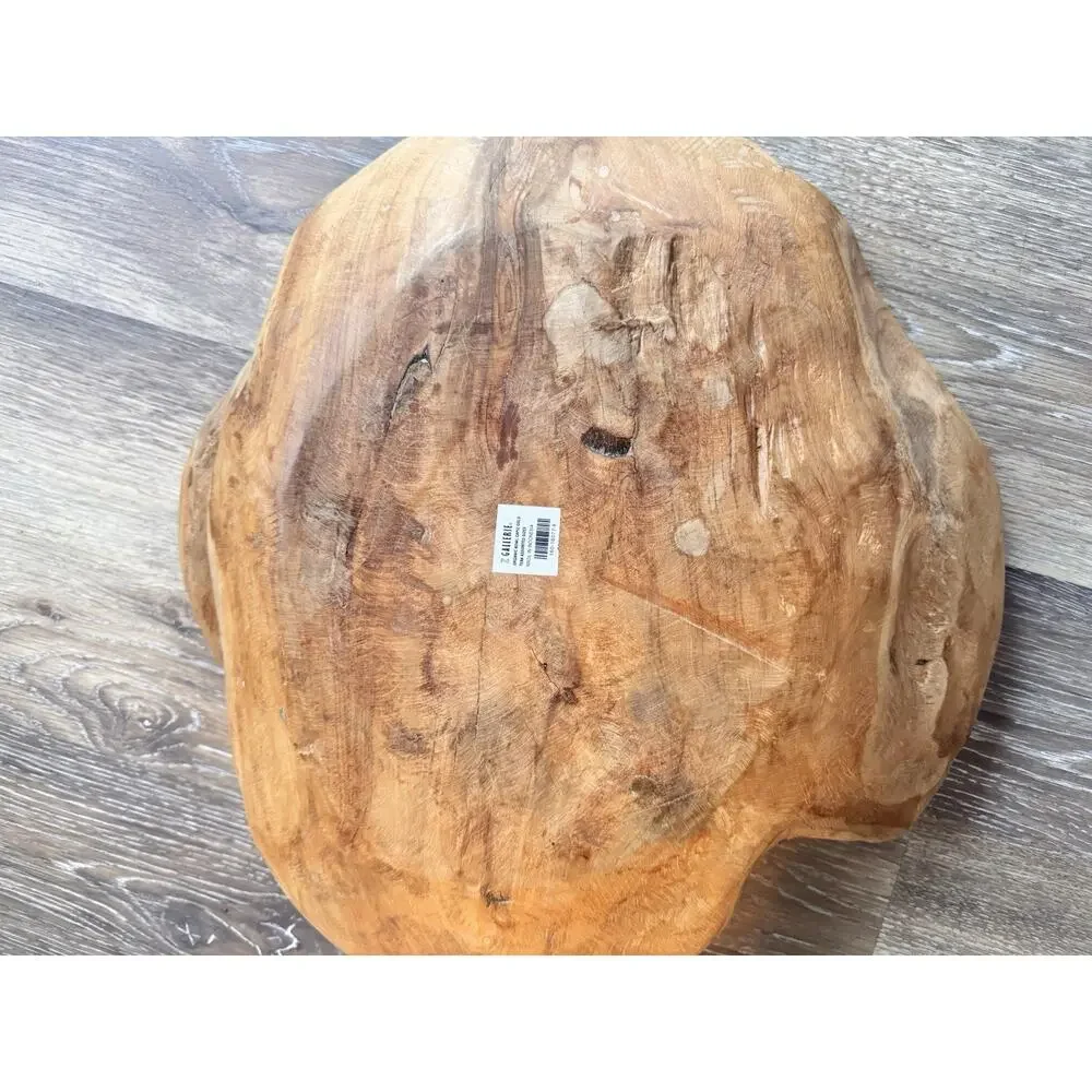 Teak Root Wood Bowl Capiz Shell Inlay 17”Handmade Decorative Centerpiece